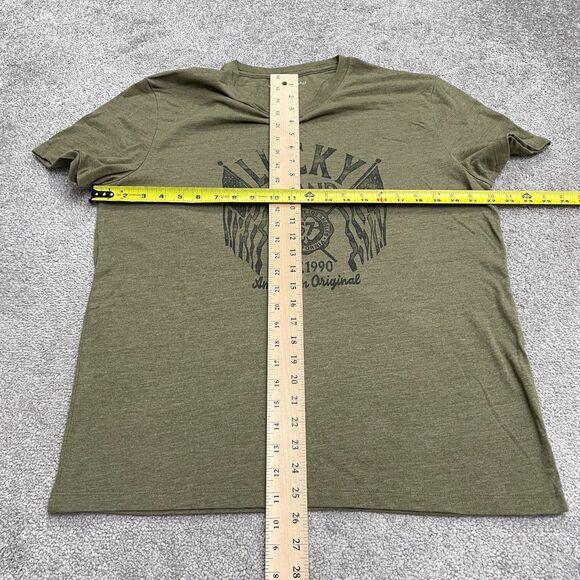 Lucky Brand Graphic T-Shirt Mens Large Green Crew Neck Short Sleeve Casual Tee - Picture 5 of 11